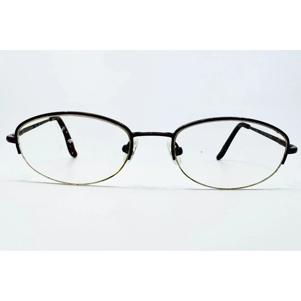 Saki Eyeglasses Women Brown Oval Metal Frame 50-19-140 45023